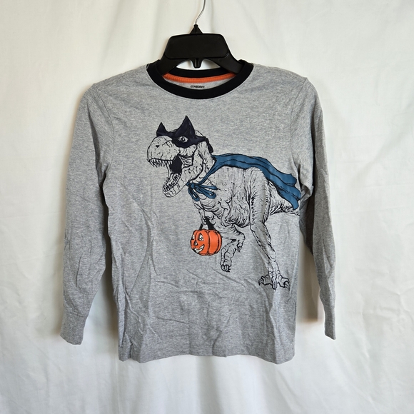 Gymboree Boys Gray T-Rex Superhero Halloween Trick or Treat Long Sleeve Tee Sz 7 - Picture 1 of 6